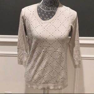 NWOT M Gap Tan Beige Rhinestone Knit Sweater